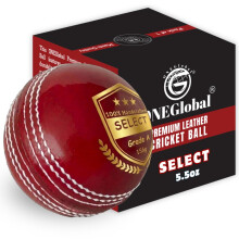 ONEGlobal Select Leather Cricket Ball for Match, Practice & Training | Senior 5.5oz & Junior 4.75oz Genuine Leather Hard Cricket Balls in Red, White,