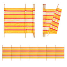 Beach & Camping Windbreak, 8 Pole Sun & Wind Shelter, Orange Stripe, 150 x 462 cm Outdoor Privacy Screen
