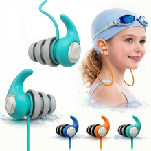 Swimming Ear Plugs for Adults Kids with Lanyard, 3 Pairs Swim Earplugs