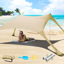 CUUPO 77 FT Beach Tent Sun Shelter UPF50+ UV Protection, Outdoor Small Canopy Tent Sun Shade with 2 Poles for Camping, Beach, Fishing, Backyard and