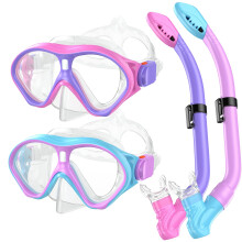 Gintenco Kids Snorkel Set, Diving Mask Dry Top Snorkel Set Kids, Anti-Fog Panoramic Snorkel Mask Impact Resistant Tempered Glass, Snorkelling Gear wit