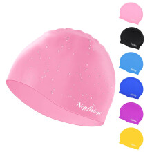 Nepfaivy Kids Swimming Cap, Updated Size Waterproof Swimming Hat Kids 6-14