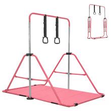 BLOMZA Gymnastics Bars Training Kip Bar Gymnastics Equipment Adjustable Height Horizontal Bar (Pink-Mat)