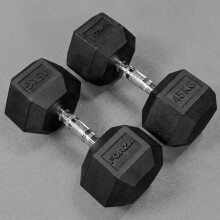 FORZA Rubber Hex Dumbbells [2.5kg - 50kg] | Gym & Home Weights - Pair of Weights (45kg)
