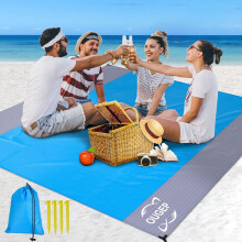 OUGEP Beach Blanket Sandproof, Large Picnic Blanket Waterproof 200 x 230cm for 4-8 Adults,Beach Mat Sand Free Waterproof for Camping, Hiking,Beach,Pic