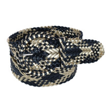 CTM Women's 48 mm Wide Braided Plaid Belt with Matching Buckle