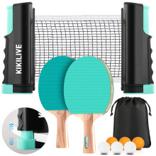 KIKILIVE 2 Player Table Tennis Set, Ping Pong Set with Retractable Net, 2 Rackets, 6 Balls & Carry Bag, Portable All-in-One For Indoor Outdoor
