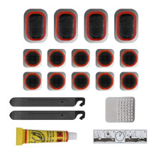 24Pcs Bike Tire Repair Kit - Glue, Patches, Rasp, Levers - MTB & Road