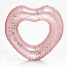 Swimming Ring Inflatable Rubber Rings for Women,120 Giant Rose Gold Sequins Heart Inflatable Pool Ring Floaties Swim Rings Water Float Pool Float for