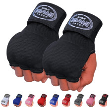 Farabi Kids Junior Inner Hand Wraps Gloves Easy Gel Padded Boxing Wraps with Wrist Wraps Pair (All Black)