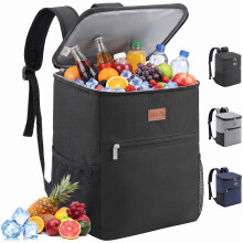 Lifewit 21L 30-Can Soft Cooler Backpack Bag with Hard Liner, Large Insulated Picnic Lunch Box Soft-Sided for Camping/BBQ/Family Outdoor Activities, Bl
