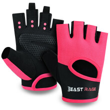 BEAST RAGE Fingerless Gym Gloves for Men and Women Exercise Gloves with Non slip Silicon Printing Fitness Training Gloves with 3mm Thick Padded Workou