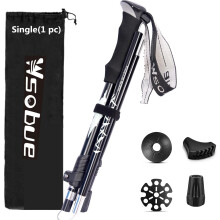 Trekking Pole, Collapsible Walking Hiking Stick for Men Women, Ultralight Aluminum Ski Pole with EVA Grip (Black-Pair(2 pcs))