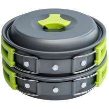 MalloMe Camping Cookware Mess Kit, Camping Cooking Set 10 Pcs - Camping's Pans and Pots Set for Travel Backpacking Portable Camp Essentials Equipment