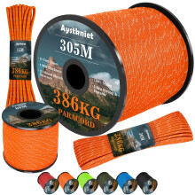 Aystkniet Reflective Paracord 850lbs, 4MM Rope, 11 Strands Outdoor Para Cord, Utility Parachute Cord Tactical Cord for Camping Hiking Crafting DIY, 15