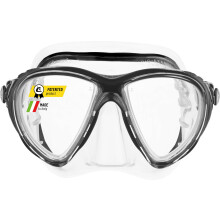 Cressi Big Eyes Evo & Alpha Ultra Dry Snorkel Set Adults - Silicone Snorkel Mask - Dry-Top Breathing Tube - Fit Diving Mask - Clear/Black