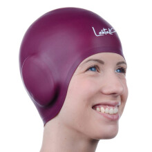 3D Swim Cap with Ear Protection – Waterproof Silicone for Women & Men (Windsor Wine)