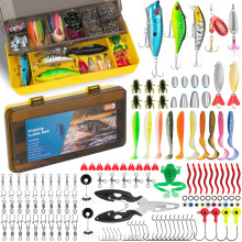 144PCS Fishing Lures Mixed,Tackle Box Included Crankbaits, Spoon, Hooks, Jigs, Weights and More Other Accessories, Fishing Bait Lure Gear Kit Gifts fo