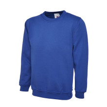 Uneek 300g Plain Classic Crewneck Sweatshirt -Royal Blue - Large