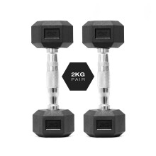 You vs You Hex Dumbbells Weights Pair for Home Exercise | 2kg Set of 2 Hexagonal Weight Rubber Encased for Home Fitness Gym Workouts Training Muscle B