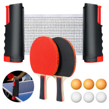 Flintronic Table Tennis Set, Portable TableTennis Suit with 2 Ping Pong Rackets, 6 Balls, 1 Extendable Net, 1 Bag, Table Tennis Set for Indoor, Outdoo