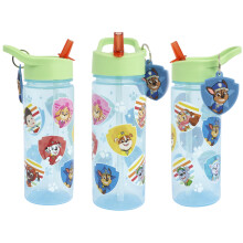 Paw Patrol 500ml Kids Water Bottles with Straw by Polar Gear - Back to School Supplies Drinks Bottle with Chase Keyring Charm