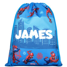 Marvel Drawstring Bag - Kids Spiderman Swimming Backpack - PE KIT Bag for boys & girls - Kids School Rucksack - Personalised Gift For Kids - Blue (Blu