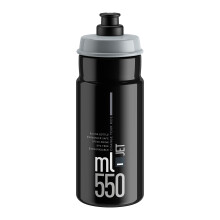 ELITE Jet Eco Water Bottle Black Grey Logo – Sustainable Cycling Bottle with Eco-Design Technology – Lightweight & BPA-Free – 550ml – For Road