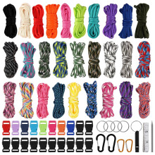 AOROPS Paracord Kit, 59Pcs Multifunction Paracord Bracelet Kit, 28 Colors 10 Feet Paracord Cord with Buckles Keychain Key Rings Stitching Needles for