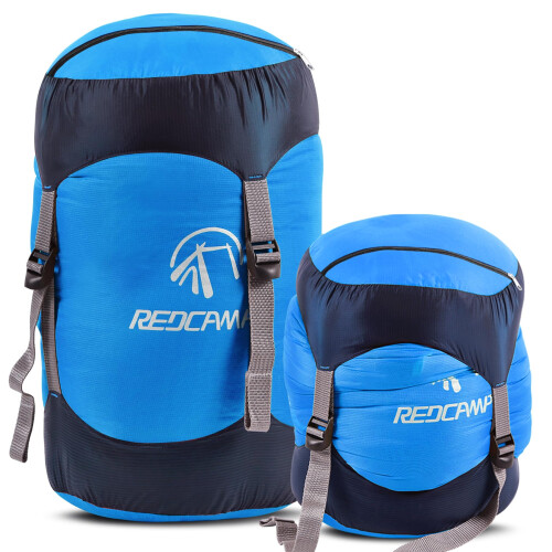 REDCAMP Nylon Compression Stuff Sack,Sleeping Bag Compression Sack,Blue