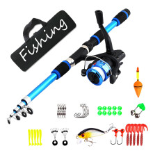 1.8M Telescopic Fishing Set Rod and Spinning Reel Combo Tackle Kit children's carbon fiber starter Complete for Saltwater and Freshwater Fishing