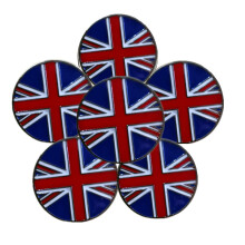 FINGER TEN Golf Ball Markers for Putting Green 6 Pack (UK Flag-6 Pack)