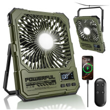 yAyusi 20000mAh Rechargeable Camping Fan, Ultra-Slim 8" Battery Powered Portable Travel Fan with Light&Remote, Maximum Battery Life of 82 Hours, Hook