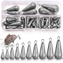 Annyswit 40 Pcs Fishing Weights, 10 Sizes Mixed Sinkers with Storage Box