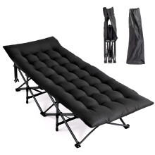 Bonnlo Folding Camping Cot with Thick Pad, Portable Camp Bed for Adults