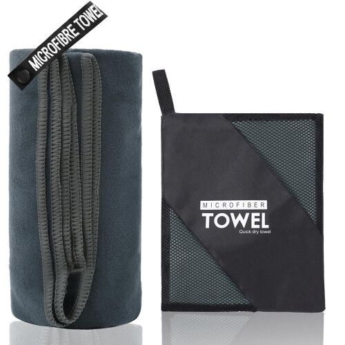 Microfibre Towel, Deep Gray, 80x40cm