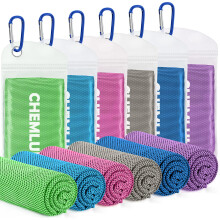CHEMLUK Cooling Towels 6 Packs: Instant Cool Towel for Hot Weather Neck and Face UV Protection Quick Dry Microfibre Sweat Towels for Gym Yoga Running