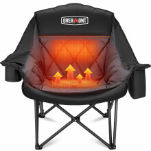 OVERMONT Oversized XL Heating Camping Folding Chair for Adults - 450lbs Support Heavy-Duty Padded Folding Chair with Side Pocket Cup Holder for Outdoo