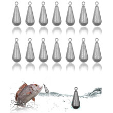 14 Pcs Fishing Weights Inline Iron Casting Swivel Raindrop Sinkers, 30g Steel Fishing Weight Carp Course Sea Pier Mackerel Bait