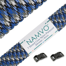Namvo 550 Paracord Mil Spec Type III 7 strand parachute cord Total Length 100ft / 30 Meters, Blue Camo