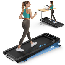 MERACH Walking Pad with 9% Auto Incline, 1-6km/h Under Desk Treadmill, 2.5HP Low Noise Walking Pad with Remote Control, LED Display, Portable Treadmil
