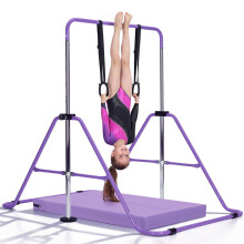M.J COMFY-LIFE Kids Gymnastics Bar with Mat – Adjustable Easy Assembly Training Kip Bar Horizontal Bar for Home, Gymnastics Equipment for Kid 5-12 y