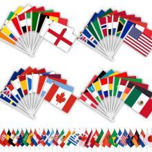 AhfuLife 48 Nations Countries Flags on Stick for World Cup Decorations, 48PCS Hand Held Double Sides Fabric Small Flags Banner with 30cm White Pole fo