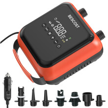 BESCOST 20PSI Paddle Board Electric Pump, 12V Dual Stage SUP Pump & Deflator, 300L/min Auto-Off for Inflatable Kayaks, Boats, Tents and Stand Up Paddl