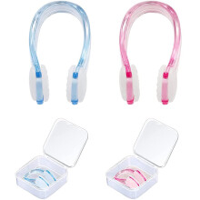 DreamAug Nose Clip Swimming, Swimming Nose Clip Kids Adult 2Pcs, Silicone Plastic Waterproof Clear Colorful Nose Clip with Storage Box, Training Water