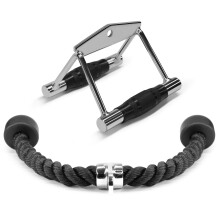 Yes4All Unisex Jxlx Yes4All Double D Handle Cable Attachment and Tricep Pull Down Rope 2 in 1 Combo for Cable Machin, E. Double D Handle+TricepRope, 2