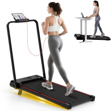 HomeFitnessCode Walking Pad treadmill 7% Incline Foldable with Handle Bar, 8KM/H Folding Running Machine Portable for Home Office, Compact Mini for Sm