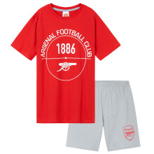 Arsenal F.C. Boys Short Pyjamas Set, Soft Cotton Lounge Wear - Arsenal Gifts (Red/Grey, 9-10 Years)