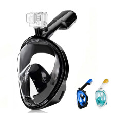 Full Face Snorkel Mask, 180 Panoramic View Snorkeling Gear, Compatible with Sports Camera, Diving Mask with Anti-Fog & Anti-Leak Technology for Adul