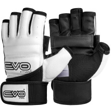 EVO Fitness MMA Gloves Muay Thai Gel Kickboxing Grappling Sparring Training UFC Cage Fighting Mitts Punching Bag Martial Arts Karate (White, XL)
